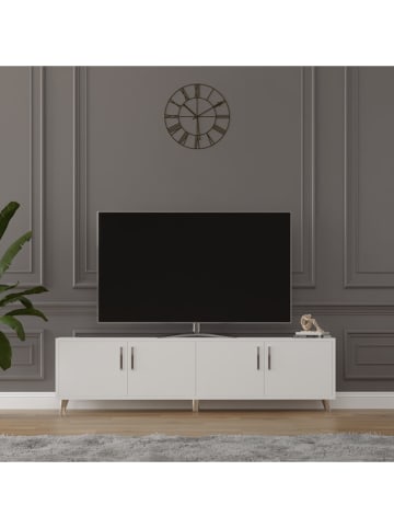 Szafka RTV "Orvella" w kolorze białym - 160 x 40 x 30 cm