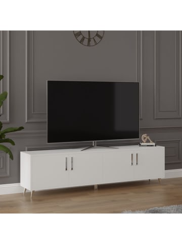 Szafka RTV "Orvella" w kolorze białym - 160 x 40 x 30 cm