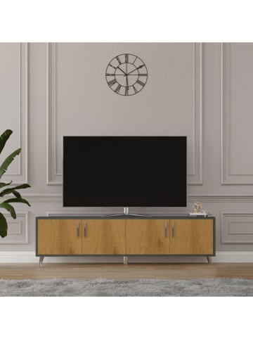 Szafka RTV "Orvella" w kolorze antracytowo-jasnobrązowym - 160 x 40 x 30 cm