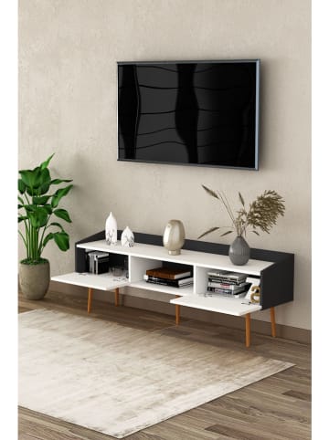 TV-Regal ''Hovena'' in Weiß/ Anthrazit - (B)160 x (H)55 x (T)37 cm