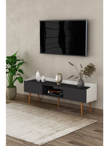 TV-Regal ''Hovena'' in Weiß/ Anthrazit - (B)160 x (H)55 x (T)37 cm