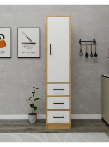 Küchenschrank "Modera" in Weiß/ Hellbraun - (B)40 x (H)181,8 x (T)40 cm