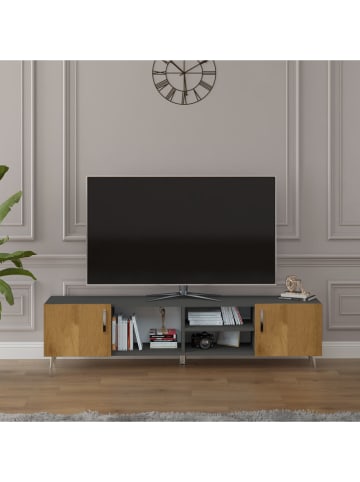 Szafka RTV "Rovelle" w kolorze antracytowo-brązowym - 180 x 40 x 30 cm