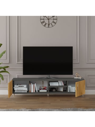 Szafka RTV "Rovelle" w kolorze antracytowo-brązowym - 180 x 40 x 30 cm