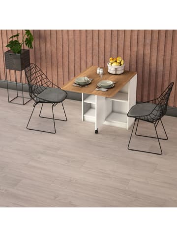 Opklapbare tafel ''Selene'' lichtbruin/wit - (B)93 x (H)75 x (D)70 cm