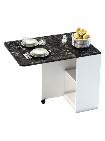 Opklapbare tafel ''Selene'' zwart/wit - (B)93 x (H)75 x (D)70 cm
