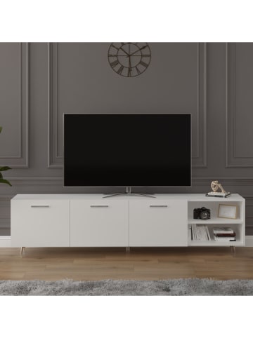 Szafka RTV "Yorella" w kolorze białym - 200 x 40 x 30 cm