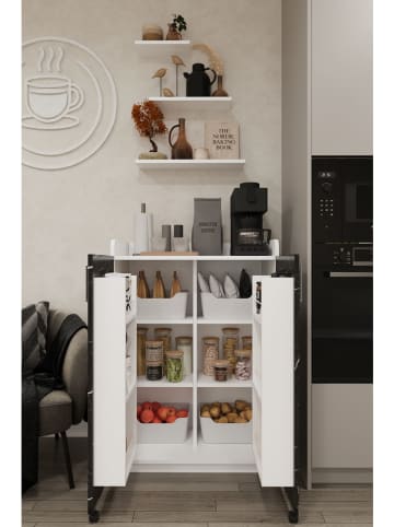 Keukenkast "Luna" zwart/wit - (B)80 x (H)110 x (D)45 cm