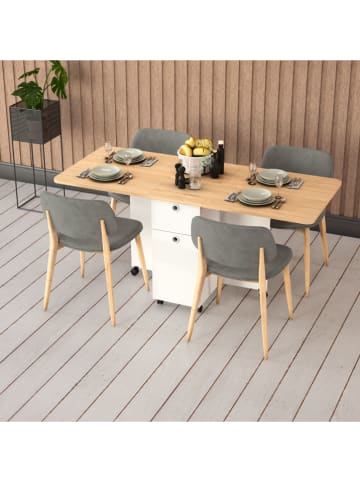Opklapbare tafel ''Theo'' beige/wit - (B)168 x (H)75 x (D)70 cm