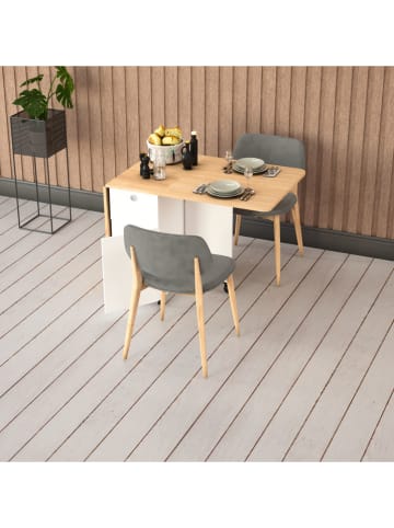 Opklapbare tafel ''Theo'' beige/wit - (B)168 x (H)75 x (D)70 cm