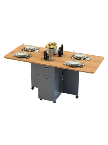 Opklapbare tafel ''Theo'' lichtbruin/donkergrijs - (B)168 x (H)75 x (D)70 cm