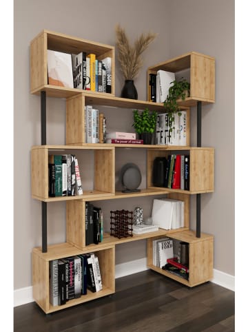 Bücherregal ''Kylo'' in Beige/ Schwarz - (B)173 x (H)150 x (T)25 cm