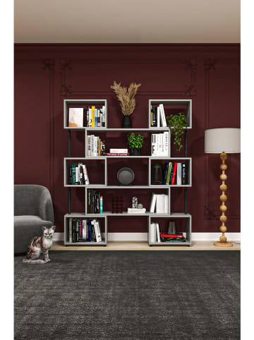 Boekenkast ''Kylo'' lichtgrijs/zwart - (B)173 x (H)150 x (D)25 cm