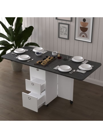 Opklapbare tafel ''Freya'' zwart/wit - (B)168 x (H)75 x (D)70 cm