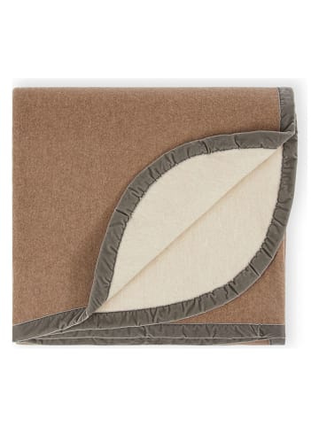 Wolldecke ''Color'' in Hellbraun/ Creme - (L)250 x (B)220 cm