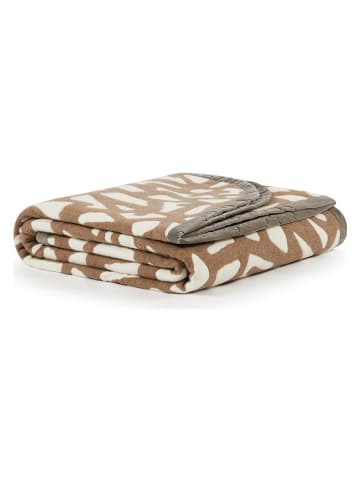 Wolldecke ''Tribal'' in Creme/ Hellbraun - (L)250 x (B)220 cm