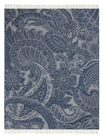 Kaszmirowy koc "Bohemien" w kolorze niebieskim - 180 x 130 cm