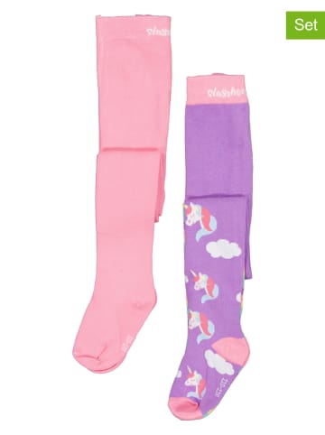 2er-Set: Strumpfhosen in Rosa/ Lila
