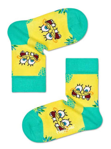 Socken in Grün/ Gelb