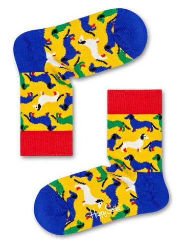 Socken "Dog" in Gelb/ Blau