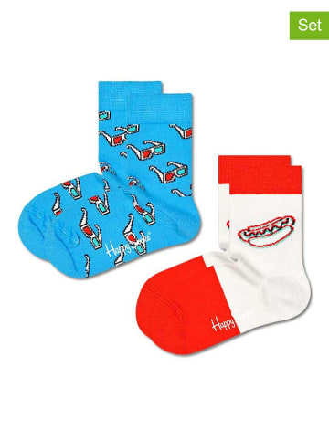 2er-Set: Socken "Hotdog" in Hellblau/ Weiß/ Rot