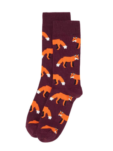 Socken "Fox" in Pflaume/ Orange