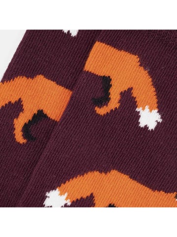 Socken "Fox" in Pflaume/ Orange
