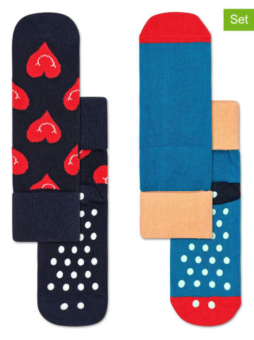 2er-Set: Socken in Rot/ Schwarz/ Blau