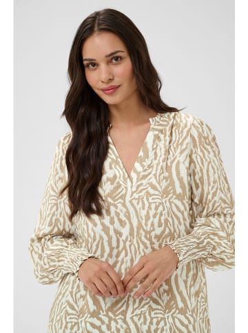 Kleid in Beige/ Weiß