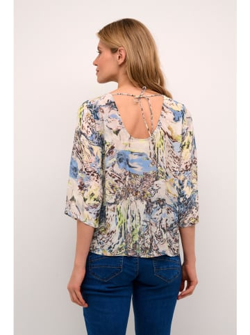 Bluse in Beige/ Hellblau