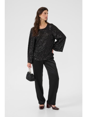 Paillettenbluse zwart