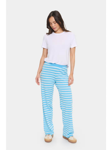 Broek turquoise/wit