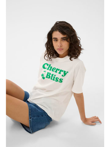 Shirt in Creme/ Grün