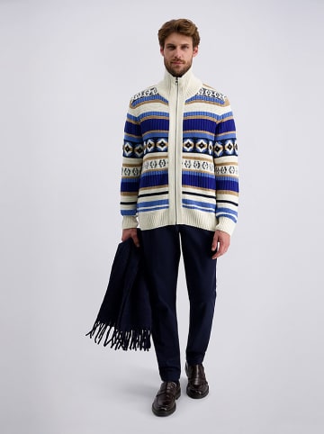 Vest crème/blauw