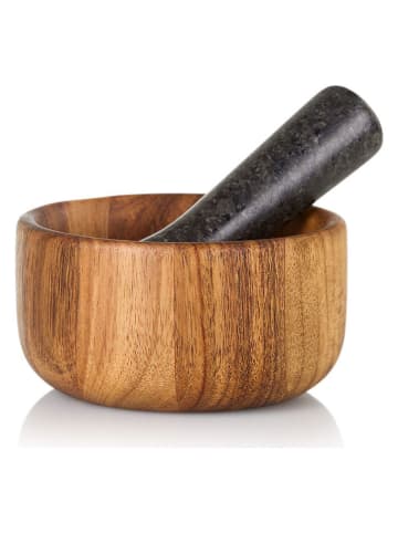 Moździerz "Taru" w kolorze jasnobrązowo-czarnym - wys. 6,8 x Ø 13 cm