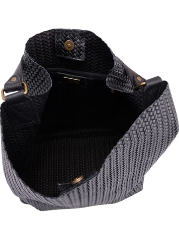 Leren schoudertas "Sebastiana" zwart - (B)38 x (H)36 x (D)14 cm
