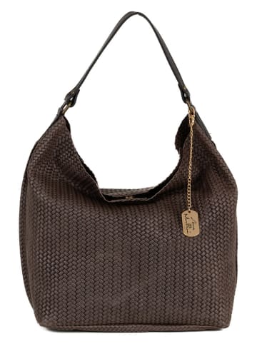 Leder-Schultertasche "Sebastiana" in Braun - (B)38 x (H)36 x (T)14 cm