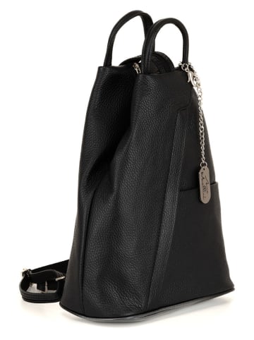 Leder-Rucksack "Renata" in Schwarz - (B)24,5 x (H)30 x (T)7 cm