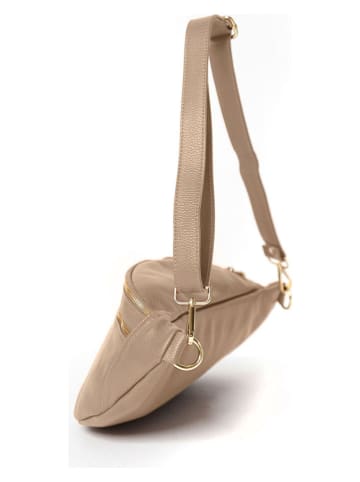 Leren borstbuidel "Lorenza" taupe - (B)36 x (H)22,5 x (D)12 cm