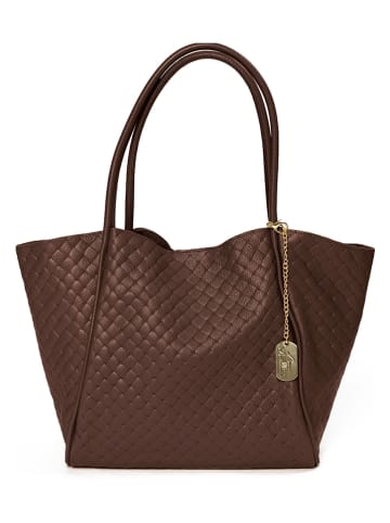 Skórzany shopper bag "Magliana" w kolorze brązowym - 44 x 30 x 16 cm