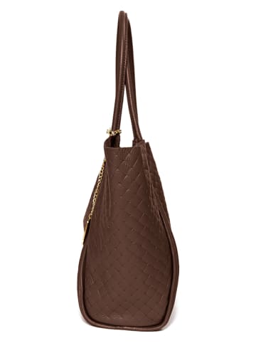 Skórzany shopper bag "Magliana" w kolorze brązowym - 44 x 30 x 16 cm