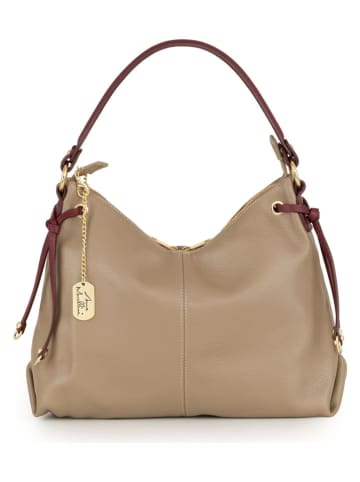 Leder-Schultertasche "Abruzzata" in Beige - (B)37 x (H)25 x (T)13 cm