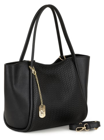 Skórzany shopper bag "Andromeca" w kolorze czarnym - 31 x 25 x 13 cm