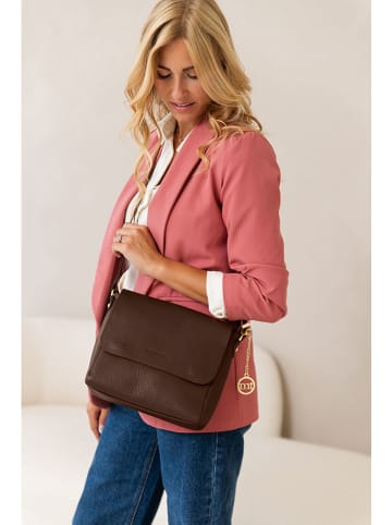 Leder-Umhängetasche ''Zanzur'' in Braun - (B)25 x (H)24 x (T)9 cm