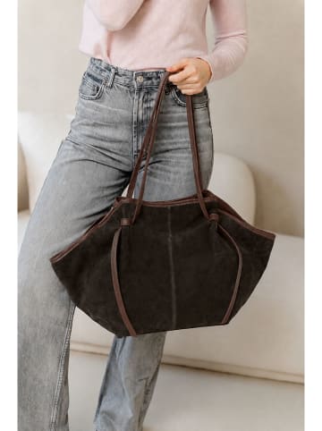 Leder-Schultertasche "Formone" in Dunkelbraun - (B)60 x (H)33 x (T)15 cm