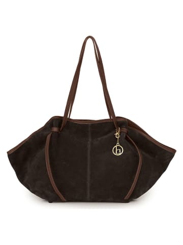 Leder-Schultertasche "Formone" in Dunkelbraun - (B)60 x (H)33 x (T)15 cm