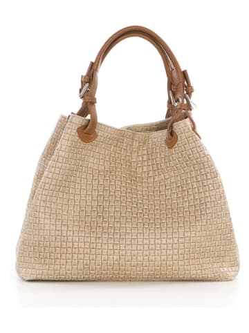 Leren handtas "Fosdinovo" beige - (B)37 x (H)45 x (D)15 cm