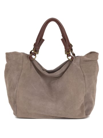Skórzany shopper bag "Gimignano" w kolorze beżowym - 45 x 50 x 20 cm
