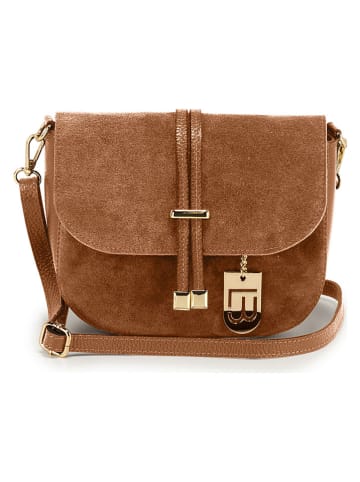 Leder-Umhängetasche "Varallo" in Camel - (B)21 x (H)18 x (T)8 cm