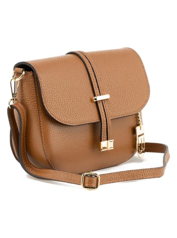 Leder-Umhängetasche "Avezzano" in Hellbraun - (B)21 x (H)18 x  (T)8 cm
